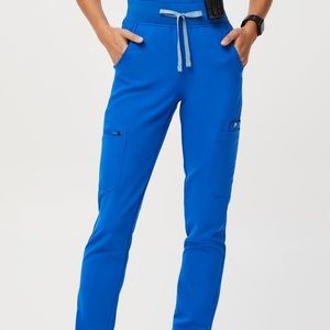 Figs royal blue yola high waisted skinny scrub pants 2.0 small petite